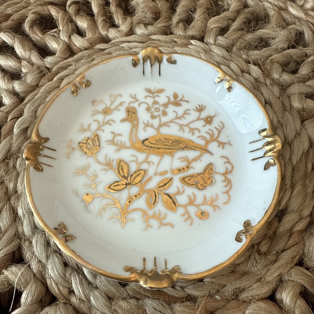 Vintage Ardalt Lenwile Trinket Butter Dish China White w/‎ Gold , 4 in